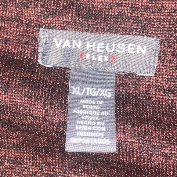 Van Heusen Flex Mens Size XL Pullover Three Button Shirt Burgundy Long Sleeve - Picture 2 of 6